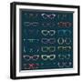 Vintage Glasses Silhouettes-vreddane-Framed Art Print