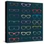 Vintage Glasses Silhouettes-vreddane-Stretched Canvas