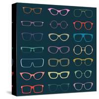 Vintage Glasses Silhouettes-vreddane-Stretched Canvas