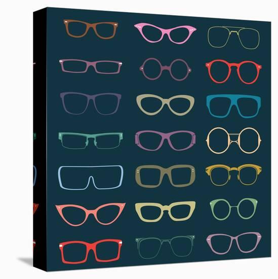 Vintage Glasses Silhouettes-vreddane-Stretched Canvas