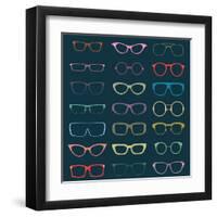 Vintage Glasses Silhouettes-vreddane-Framed Art Print