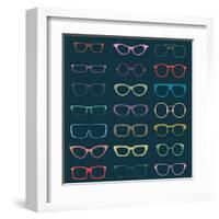 Vintage Glasses Silhouettes-vreddane-Framed Art Print