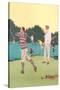 Vintage Golfing Scene-null-Stretched Canvas
