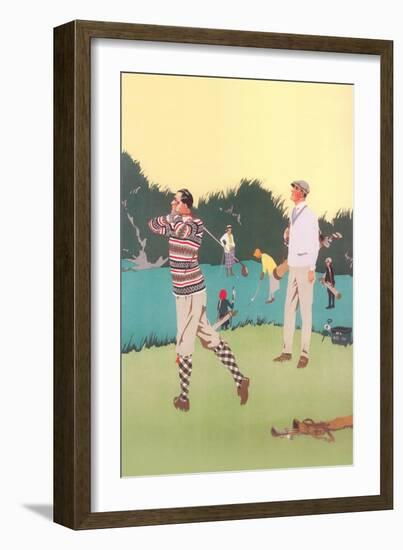 Vintage Golfing Scene-null-Framed Art Print