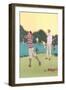 Vintage Golfing Scene-null-Framed Art Print