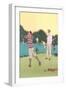Vintage Golfing Scene-null-Framed Art Print