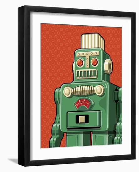 Vintage Green Robot-Ron Magnes-Framed Giclee Print