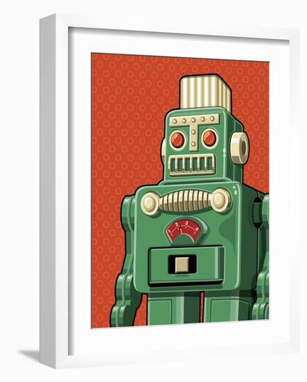 Vintage Green Robot-Ron Magnes-Framed Giclee Print