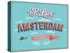 Vintage Greeting Card From Amsterdam - Netherlands-MiloArt-Stretched Canvas