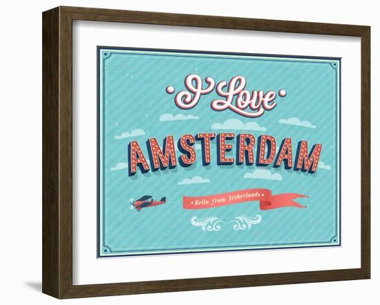 Vintage Greeting Card From Amsterdam - Netherlands-MiloArt-Framed Art Print