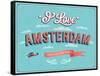 Vintage Greeting Card From Amsterdam - Netherlands-MiloArt-Framed Stretched Canvas