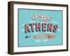 Vintage Greeting Card From Athens - Greece-MiloArt-Framed Art Print