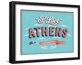 Vintage Greeting Card From Athens - Greece-MiloArt-Framed Art Print