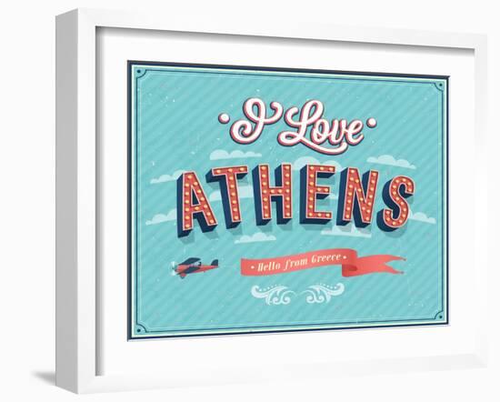 Vintage Greeting Card From Athens - Greece-MiloArt-Framed Art Print