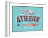 Vintage Greeting Card From Athens - Greece-MiloArt-Framed Art Print