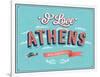 Vintage Greeting Card From Athens - Greece-MiloArt-Framed Art Print
