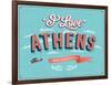 Vintage Greeting Card From Athens - Greece-MiloArt-Framed Art Print