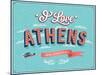 Vintage Greeting Card From Athens - Greece-MiloArt-Mounted Art Print