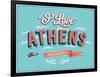 Vintage Greeting Card From Athens - Greece-MiloArt-Framed Art Print