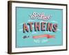 Vintage Greeting Card From Athens - Greece-MiloArt-Framed Art Print