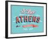 Vintage Greeting Card From Athens - Greece-MiloArt-Framed Art Print