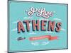 Vintage Greeting Card From Athens - Greece-MiloArt-Mounted Art Print
