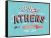Vintage Greeting Card From Athens - Greece-MiloArt-Framed Stretched Canvas