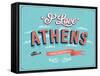 Vintage Greeting Card From Athens - Greece-MiloArt-Framed Stretched Canvas