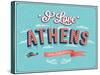 Vintage Greeting Card From Athens - Greece-MiloArt-Stretched Canvas