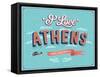 Vintage Greeting Card From Athens - Greece-MiloArt-Framed Stretched Canvas