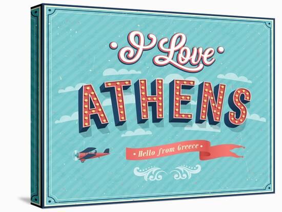 Vintage Greeting Card From Athens - Greece-MiloArt-Stretched Canvas