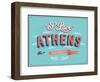 Vintage Greeting Card From Athens - Greece-MiloArt-Framed Premium Giclee Print