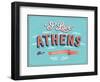 Vintage Greeting Card From Athens - Greece-MiloArt-Framed Premium Giclee Print