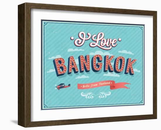 Vintage Greeting Card From Bangkok - Thailand-MiloArt-Framed Art Print