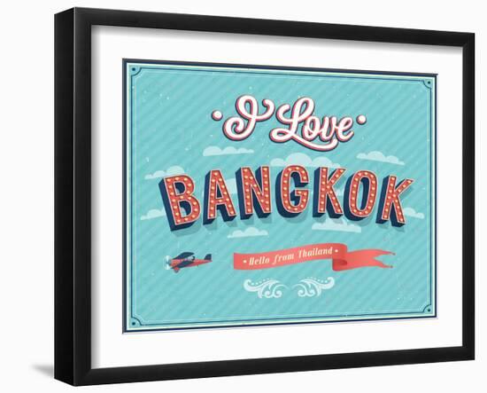 Vintage Greeting Card From Bangkok - Thailand-MiloArt-Framed Art Print