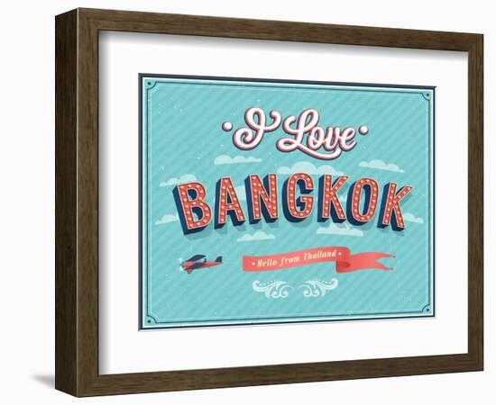 Vintage Greeting Card From Bangkok - Thailand-MiloArt-Framed Art Print