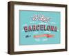 Vintage Greeting Card From Barcelona - Spain-MiloArt-Framed Art Print