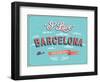 Vintage Greeting Card From Barcelona - Spain-MiloArt-Framed Art Print