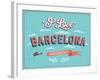 Vintage Greeting Card From Barcelona - Spain-MiloArt-Framed Art Print