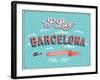 Vintage Greeting Card From Barcelona - Spain-MiloArt-Framed Art Print