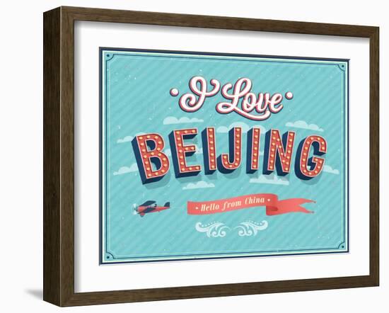 Vintage Greeting Card From Beijing - China-MiloArt-Framed Art Print