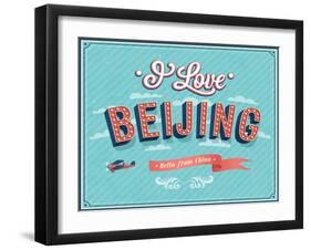 Vintage Greeting Card From Beijing - China-MiloArt-Framed Art Print