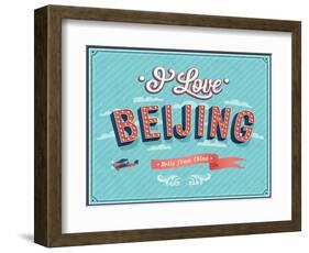 Vintage Greeting Card From Beijing - China-MiloArt-Framed Art Print