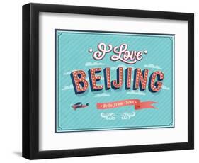 Vintage Greeting Card From Beijing - China-MiloArt-Framed Art Print