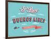 Vintage Greeting Card From Buenos Aires - Argentina-MiloArt-Framed Art Print