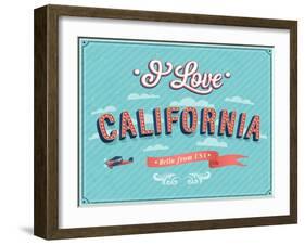 Vintage Greeting Card From California - Usa-MiloArt-Framed Art Print