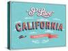 Vintage Greeting Card From California - Usa-MiloArt-Stretched Canvas