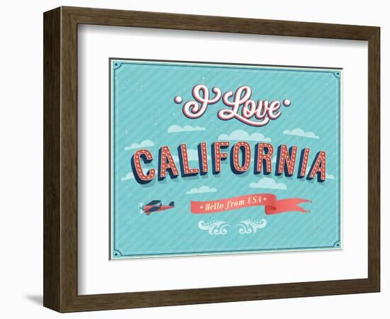 Vintage Greeting Card From California - Usa-MiloArt-Framed Art Print