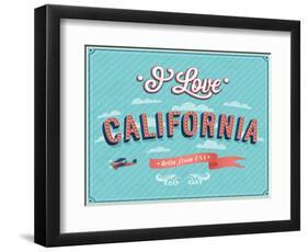 Vintage Greeting Card From California - Usa-MiloArt-Framed Art Print