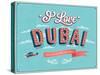 Vintage Greeting Card From Dubai - United Arab Emirates-MiloArt-Stretched Canvas